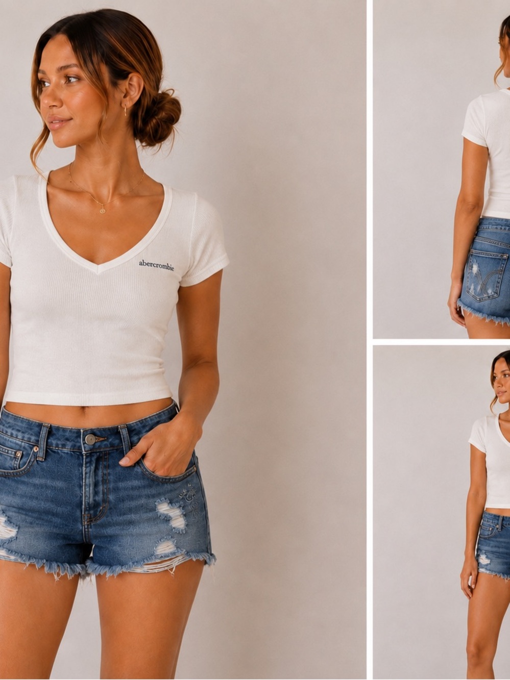 Abercrombie & Fitch Kids Distressed Denim Shorts Girls Size 14 Fits Women’s XS